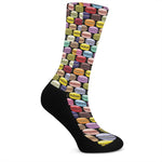 French Macarons Pattern Print Crew Socks