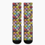 French Macarons Pattern Print Crew Socks