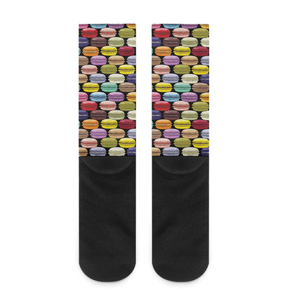 French Macarons Pattern Print Crew Socks