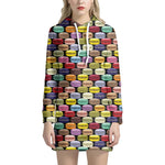 French Macarons Pattern Print Hoodie Dress