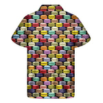 French Macarons Pattern Print Men's Short Sleeve Shirt