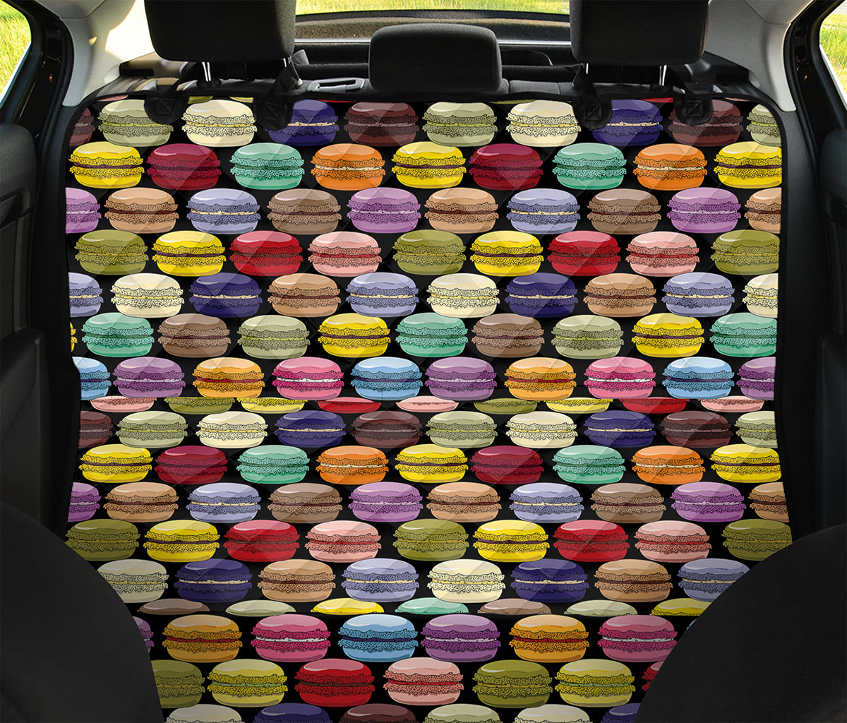 French Macarons Pattern Print Pet Car Back Seat Cover