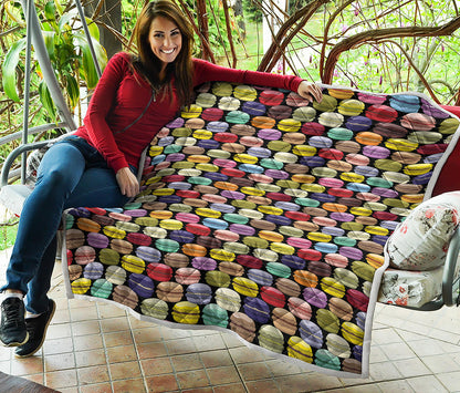 French Macarons Pattern Print Quilt