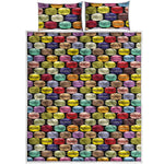 French Macarons Pattern Print Quilt Bed Set