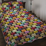 French Macarons Pattern Print Quilt Bed Set
