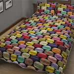 French Macarons Pattern Print Quilt Bed Set