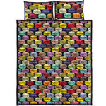 French Macarons Pattern Print Quilt Bed Set