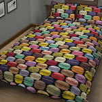 French Macarons Pattern Print Quilt Bed Set