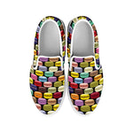 French Macarons Pattern Print White Slip On Shoes