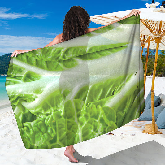 Fresh Cabbage Leaf Print Beach Sarong Wrap