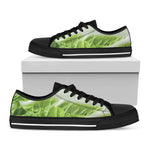 Fresh Cabbage Leaf Print Black Low Top Shoes