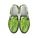 Fresh Cabbage Leaf Print Black Slip On Shoes