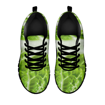 Fresh Cabbage Leaf Print Black Sneakers