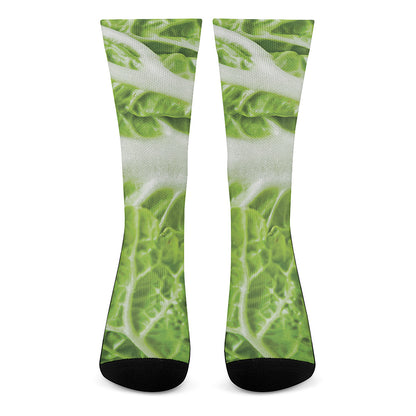 Fresh Cabbage Leaf Print Crew Socks