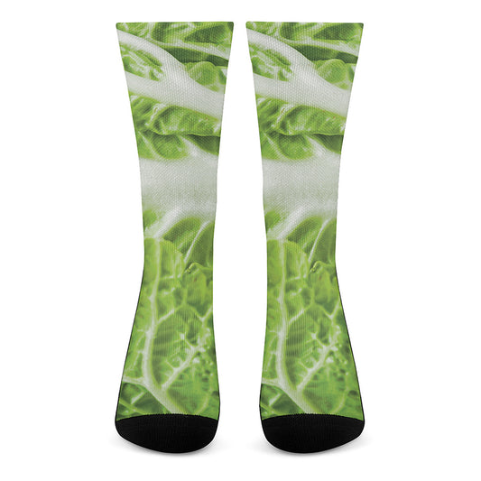 Fresh Cabbage Leaf Print Crew Socks