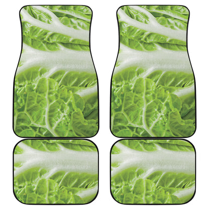Fresh Cabbage Leaf Print Front and Back Car Floor Mats