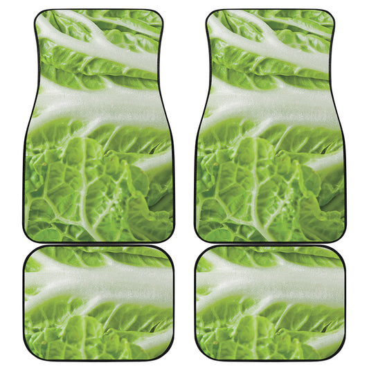 Fresh Cabbage Leaf Print Front and Back Car Floor Mats