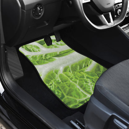 Fresh Cabbage Leaf Print Front and Back Car Floor Mats
