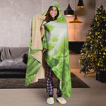Fresh Cabbage Leaf Print Hooded Blanket