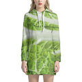 Fresh Cabbage Leaf Print Pullover Hoodie Dress