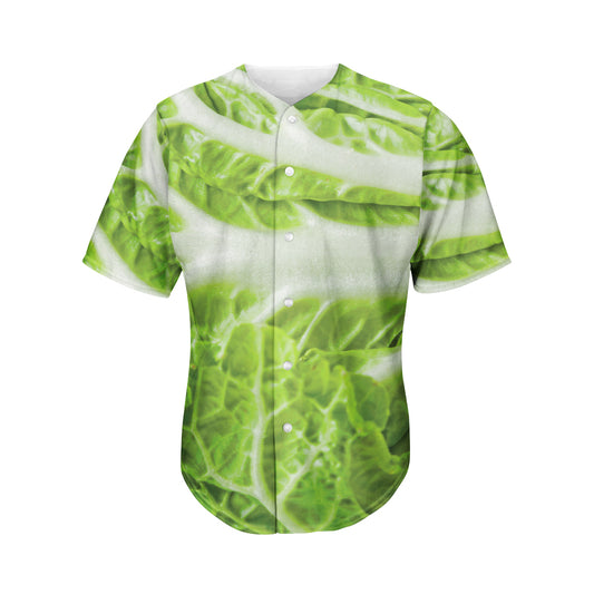 Fresh Cabbage Leaf Print Men's Baseball Jersey