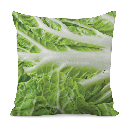 Fresh Cabbage Leaf Print Pillow Cover