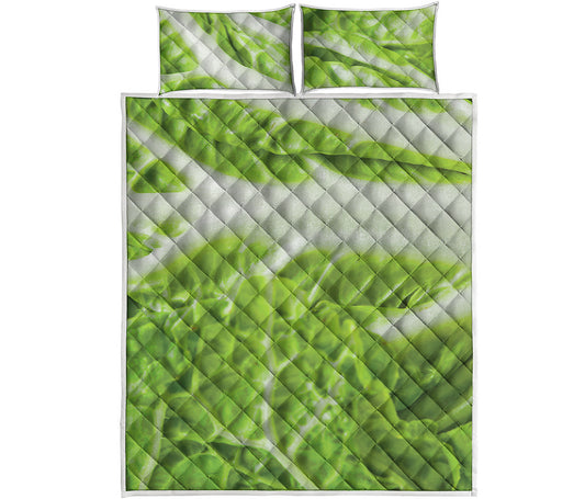 Fresh Cabbage Leaf Print Quilt Bed Set