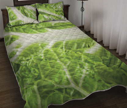 Fresh Cabbage Leaf Print Quilt Bed Set