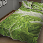 Fresh Cabbage Leaf Print Quilt Bed Set