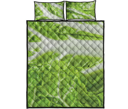Fresh Cabbage Leaf Print Quilt Bed Set