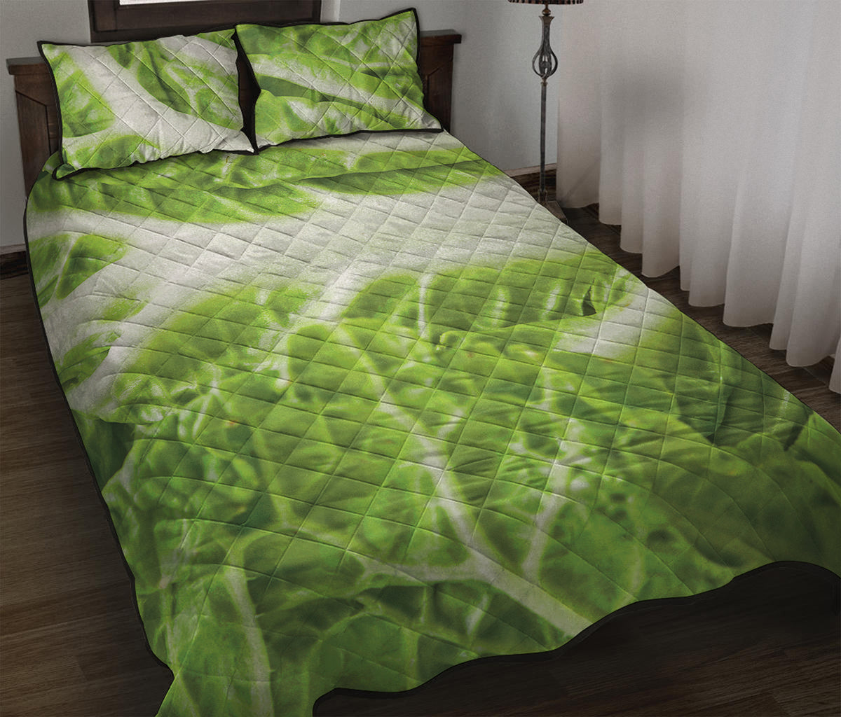 Fresh Cabbage Leaf Print Quilt Bed Set
