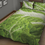 Fresh Cabbage Leaf Print Quilt Bed Set