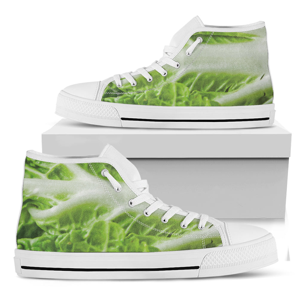 Fresh Cabbage Leaf Print White High Top Shoes