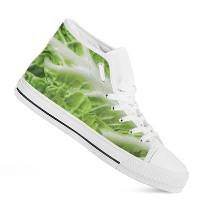 Fresh Cabbage Leaf Print White High Top Shoes