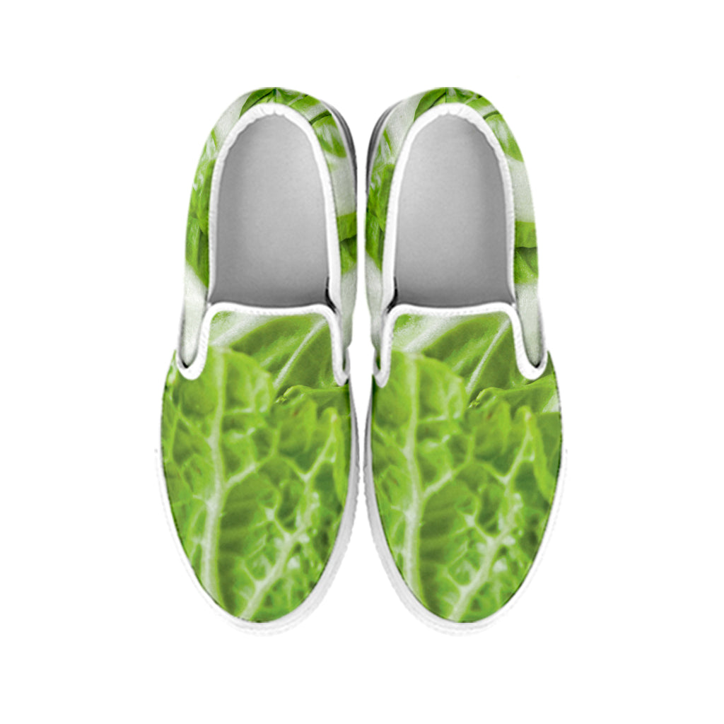 Fresh Cabbage Leaf Print White Slip On Shoes