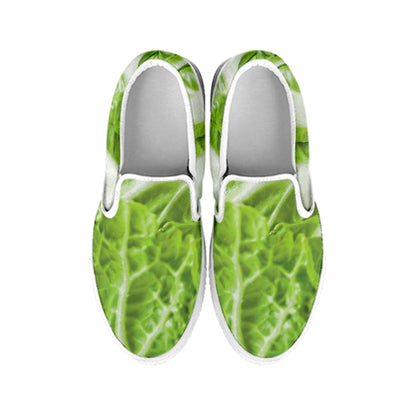 Fresh Cabbage Leaf Print White Slip On Shoes