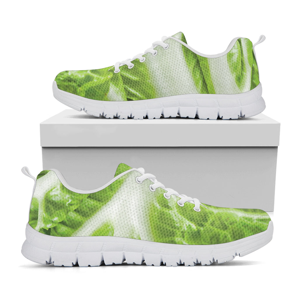 Fresh Cabbage Leaf Print White Sneakers