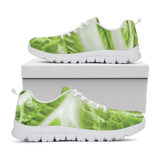 Fresh Cabbage Leaf Print White Sneakers