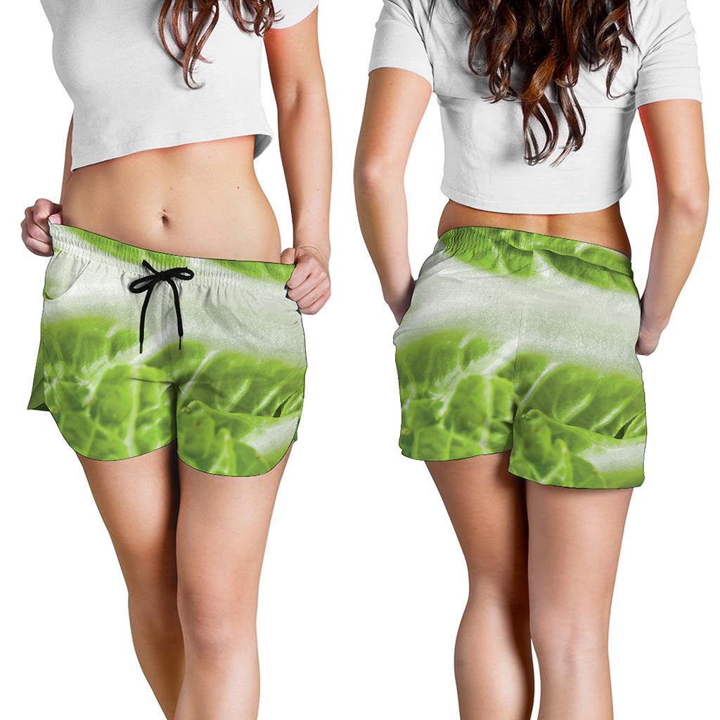 Fresh Cabbage Leaf Print Women's Shorts