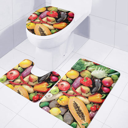 Fresh Fruits And Vegetables Print 3 Piece Bath Mat Set