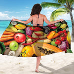 Fresh Fruits And Vegetables Print Beach Sarong Wrap