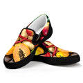 Fresh Fruits And Vegetables Print Black Slip On Sneakers
