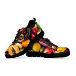 Fresh Fruits And Vegetables Print Black Sneakers