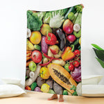 Fresh Fruits And Vegetables Print Blanket