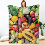 Fresh Fruits And Vegetables Print Blanket