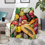 Fresh Fruits And Vegetables Print Blanket
