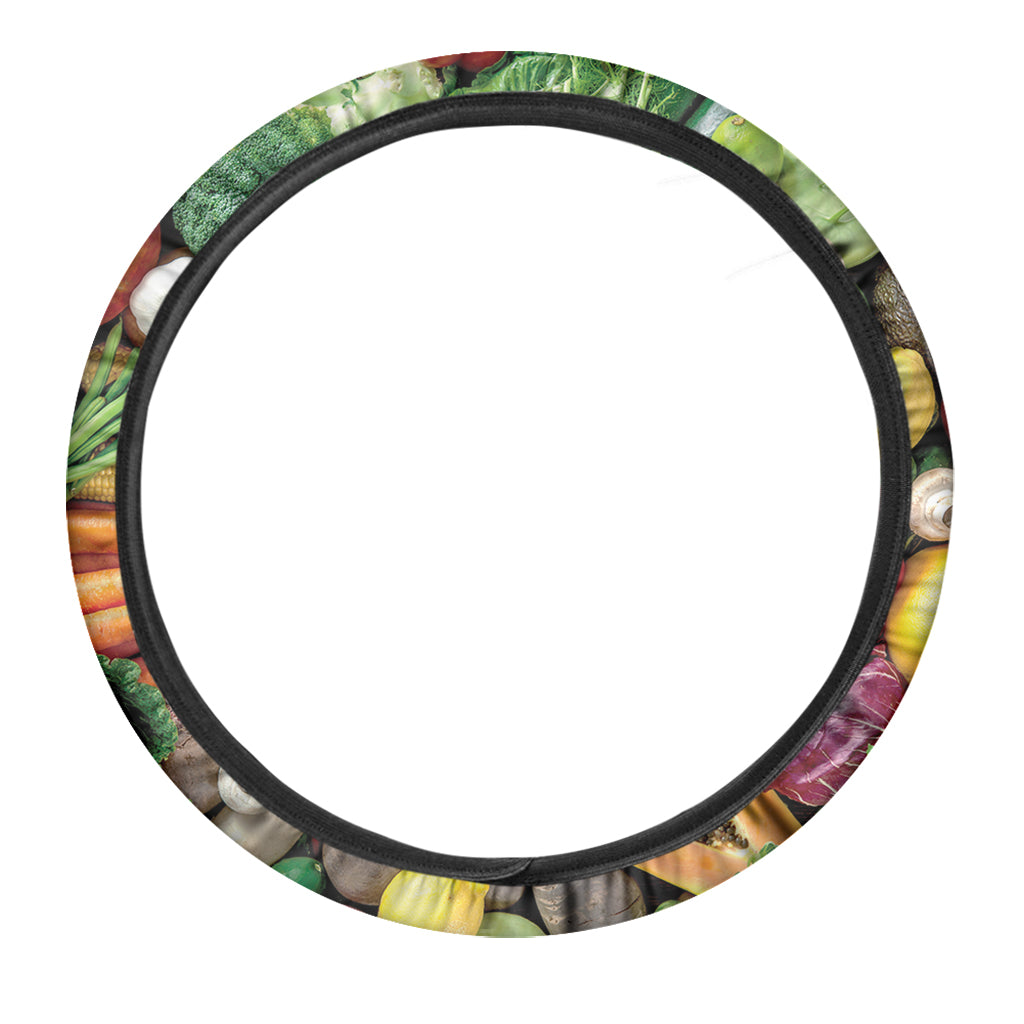 Fresh Fruits And Vegetables Print Car Steering Wheel Cover