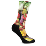 Fresh Fruits And Vegetables Print Crew Socks