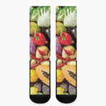 Fresh Fruits And Vegetables Print Crew Socks