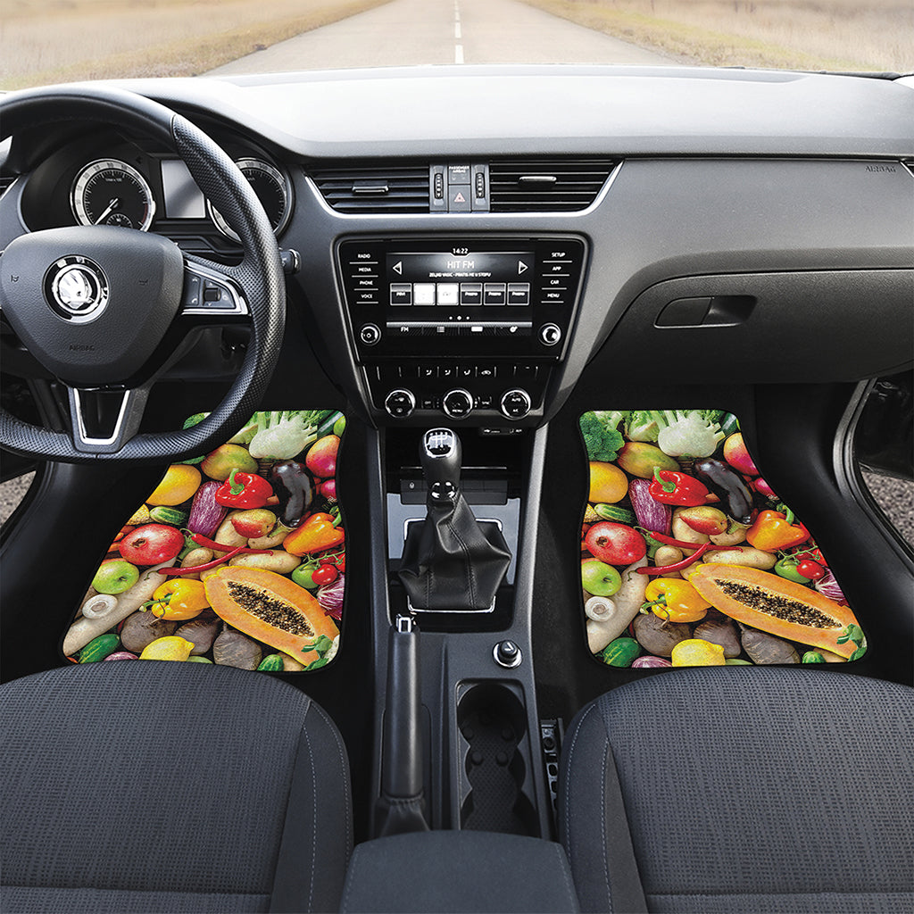 Fresh Fruits And Vegetables Print Front and Back Car Floor Mats